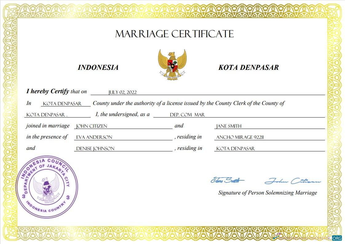 Профессиональный Скачать Индонезия Marriage Certificate Word и PDF Шаблон Photoshop Шаблон