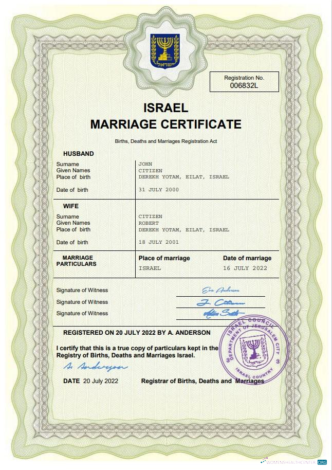 Профессиональный Скачать Израиль Marriage Certificate Word и PDF Шаблон Photoshop Шаблон
