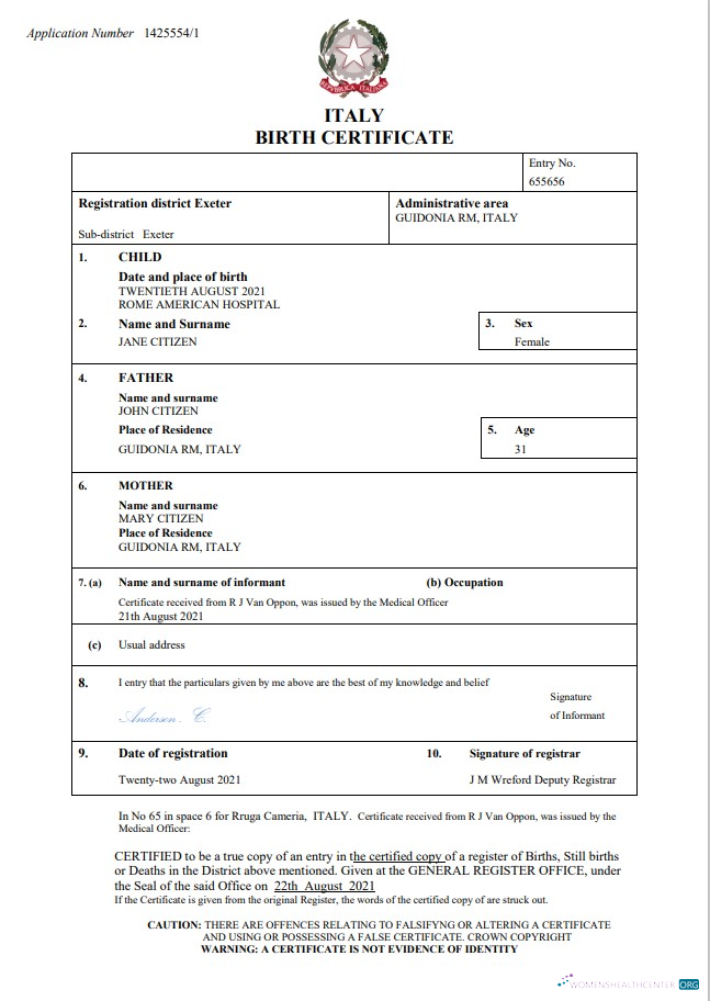 Профессиональный Скачать Италия Birth Certificate Word и PDF Шаблон, Completely Editable Photoshop Шаблон