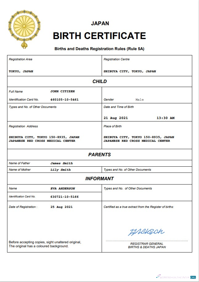 Премиум Скачать Япония Birth Certificate Word и PDF Шаблон, Completely Editable Photoshop Шаблон