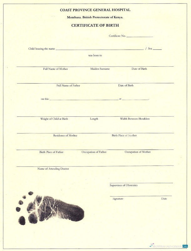 Качественный Скачать Кения Coast Провинция General Hospital Birth Certificate Photoshop Шаблон
