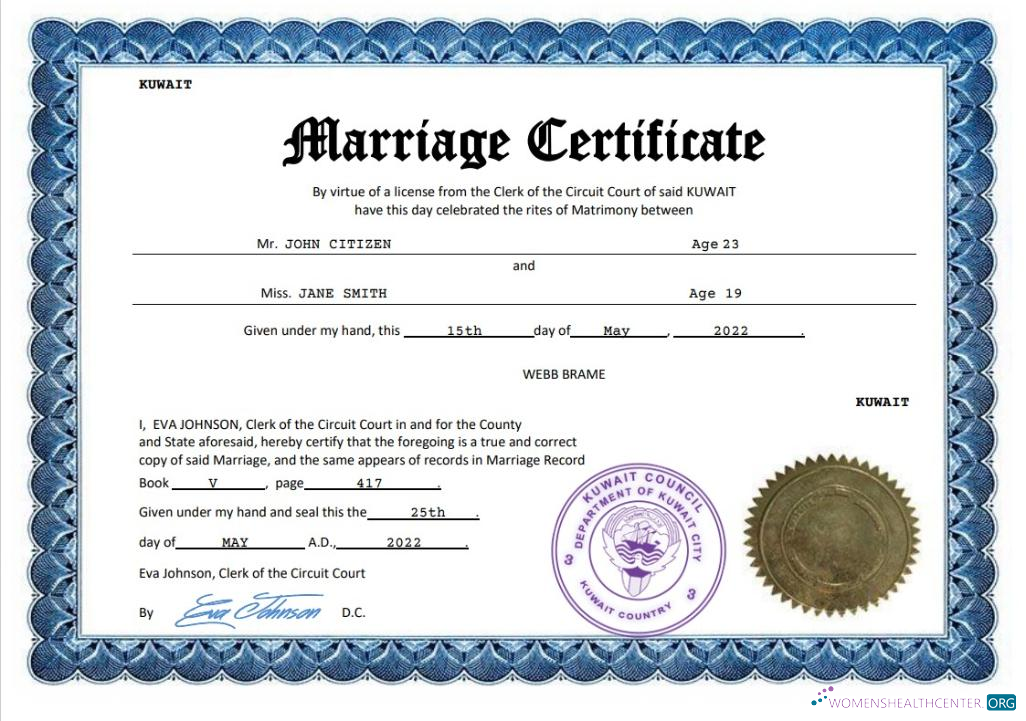 Профессиональный Скачать Кувейт Marriage Certificate Word и PDF Шаблон Photoshop Шаблон