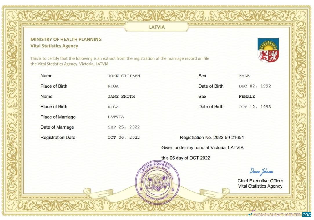 Профессиональный Скачать Латвия Marriage Certificate Word и PDF Шаблон Photoshop Шаблон