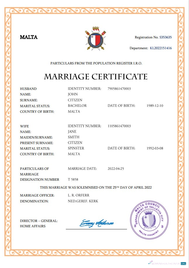 Премиум Скачать Мальта Marriage Certificate Word и PDF Шаблон Photoshop Шаблон