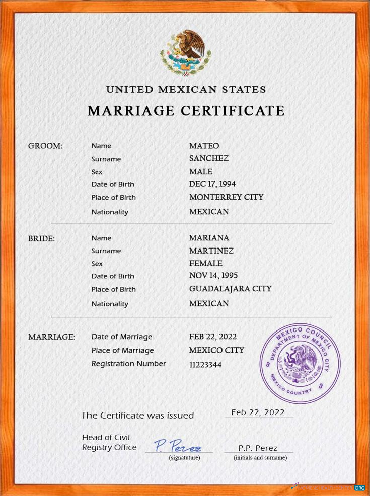 Профессиональный Скачать Мексика Marriage Certificate PSD Шаблон, Fully Editable Photoshop Шаблон