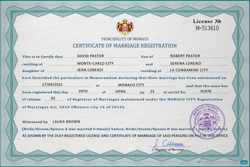 Редактируемый Скачать Монако Marriage Certificate PSD Шаблон Photoshop Шаблон