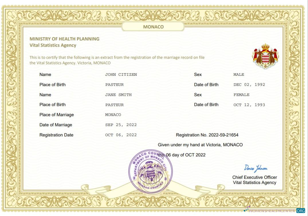 Редактируемый Скачать Монако Marriage Certificate Word и PDF Шаблон Photoshop Шаблон