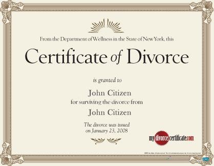 Редактируемый Скачать Новый York Департамент Wellness Divorce Certificate Photoshop Шаблон