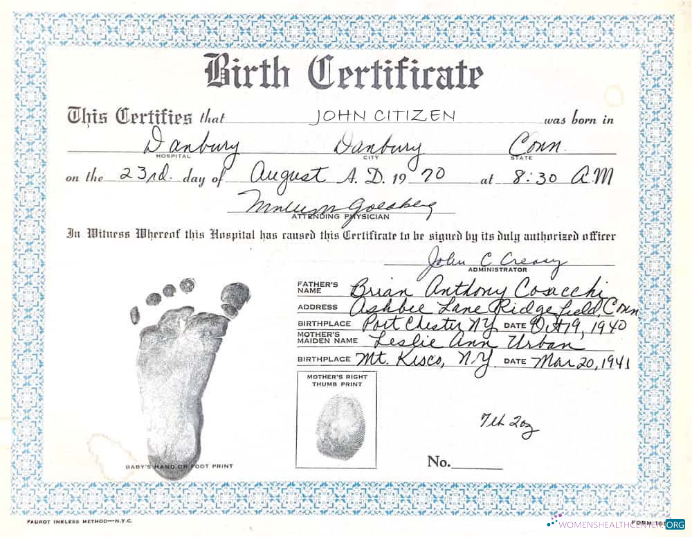 Редактируемый Скачать Новый York Mt Kisco Hospital Birth Certificate Photoshop Шаблон