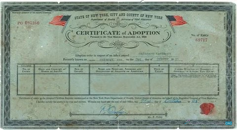 Профессиональный Скачать Новый York Registry Vital Statistics Adoption Certificate Photoshop Шаблон
