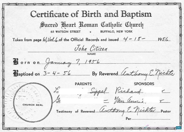 Профессиональный Скачать Новый York Roman Catholic Church Certificate Birth Photoshop Шаблон
