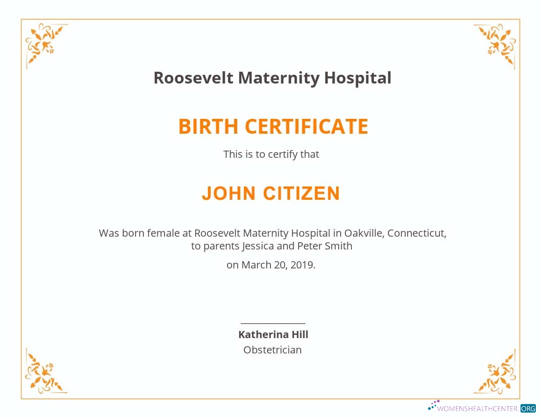 Профессиональный Скачать Новый York Roosvelt Maternity Hospital Birth Certificate Photoshop Шаблон