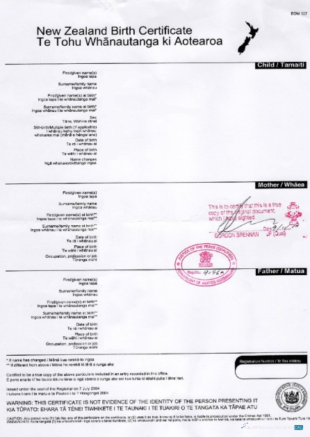 Реалистичный Скачать Новая Зеландия Registry Office Birth Certificate Photoshop Шаблон