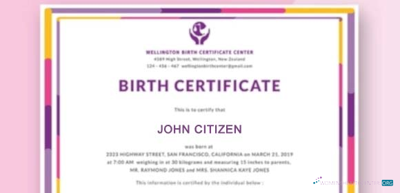 Качественный Скачать Новая Зеландия Wellington Birth Certificate Center Birth Cerificate Photoshop Шаблон