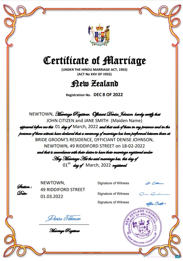 Реалистичный Скачать Новая Зеландия Marriage Certificate Word и PDF Шаблон Photoshop Шаблон