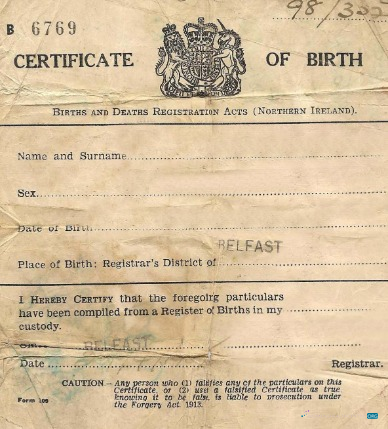Профессиональный Скачать Northern Ирландия Registrar Births и Deaths Birth Certification Photoshop Шаблон
