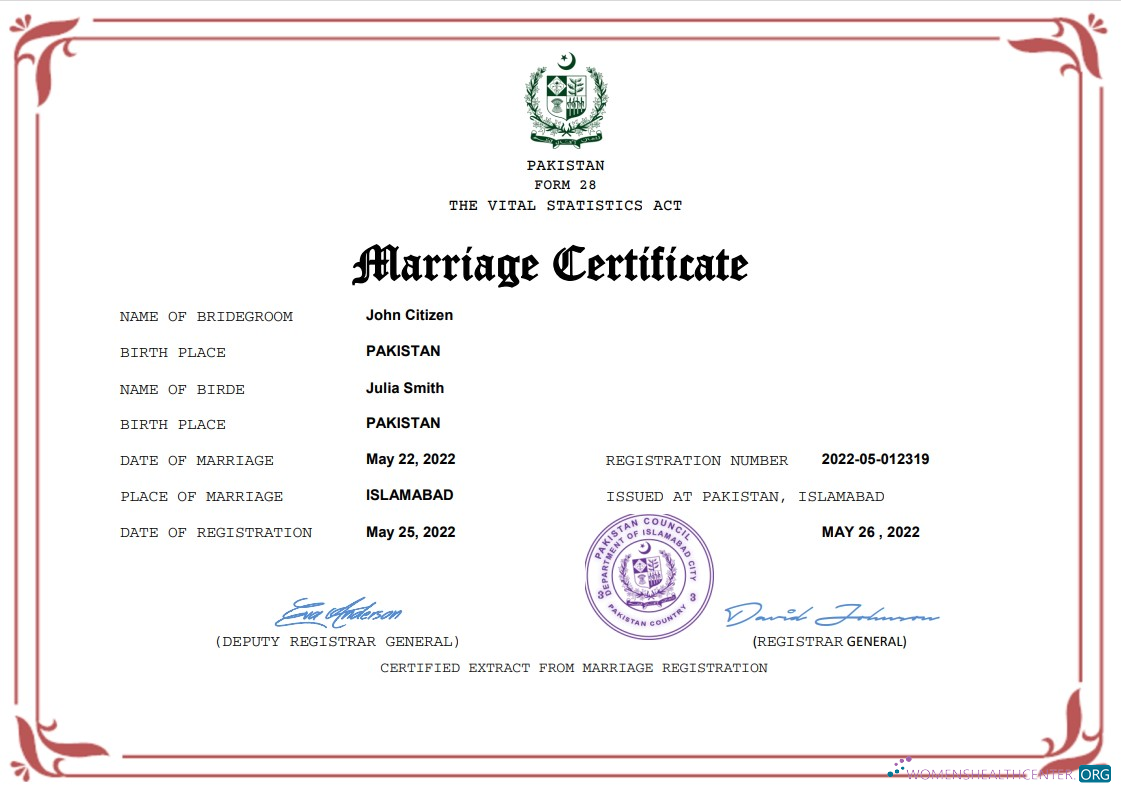 Профессиональный Скачать Пакистан Marriage Certificate Word и PDF Шаблон Photoshop Шаблон