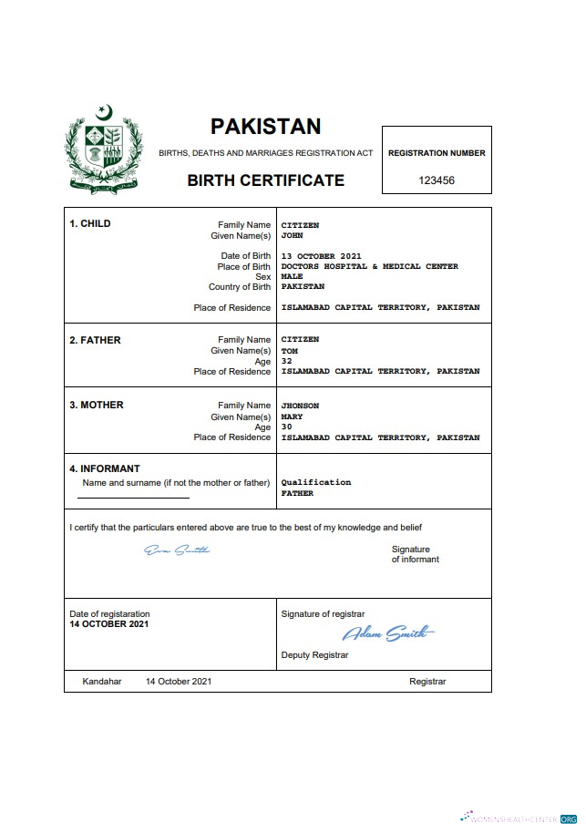 Профессиональный Скачать Пакистан Vital Record Birth Certificate Word и PDF Шаблон, Completely Editable Photoshop Шаблон