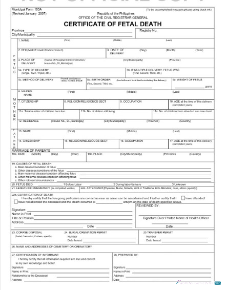 Премиум Скачать Филиппины Office Registrar General Death Certificate Photoshop Шаблон