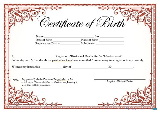 Премиум Скачать Registrar Births и Deaths Certificate Birth Photoshop Шаблон