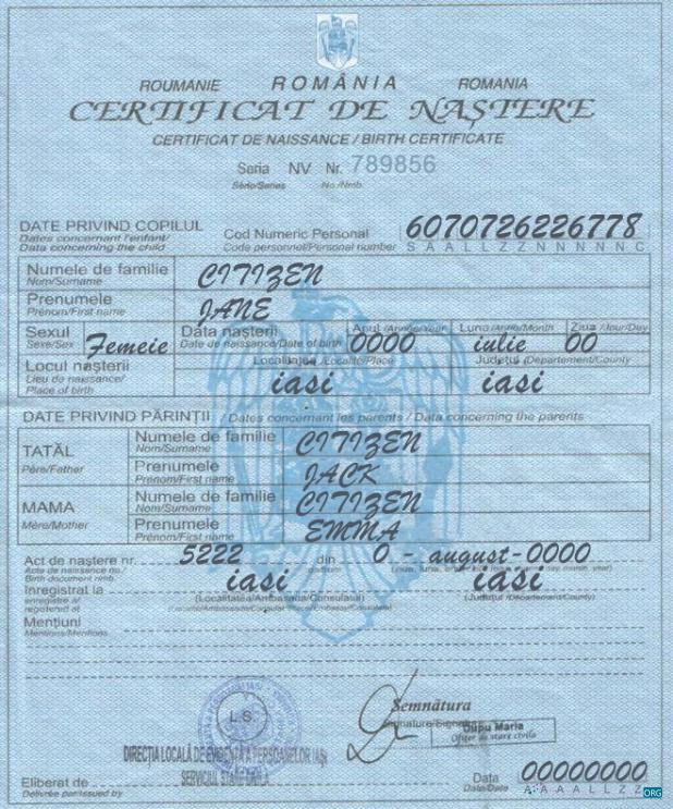 Профессиональный Скачать Румыния Birth Certificate Шаблон в PSD Формат Photoshop Шаблон