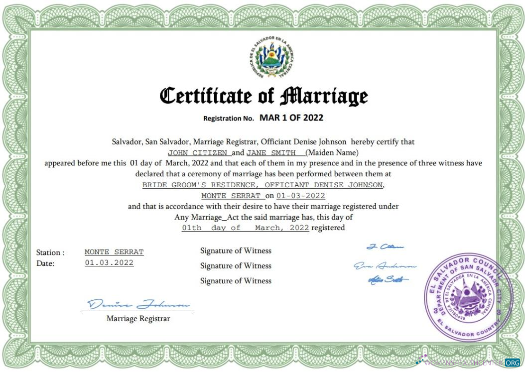 Премиум Скачать Сальвадор Marriage Certificate Word и PDF Шаблон Photoshop Шаблон