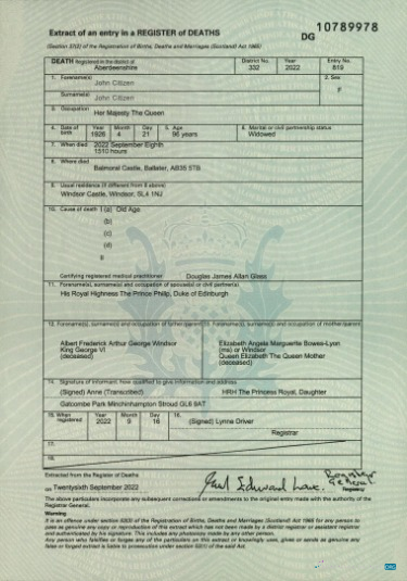 Реалистичный Скачать Scotland Register Deaths Death Certificate Photoshop Шаблон