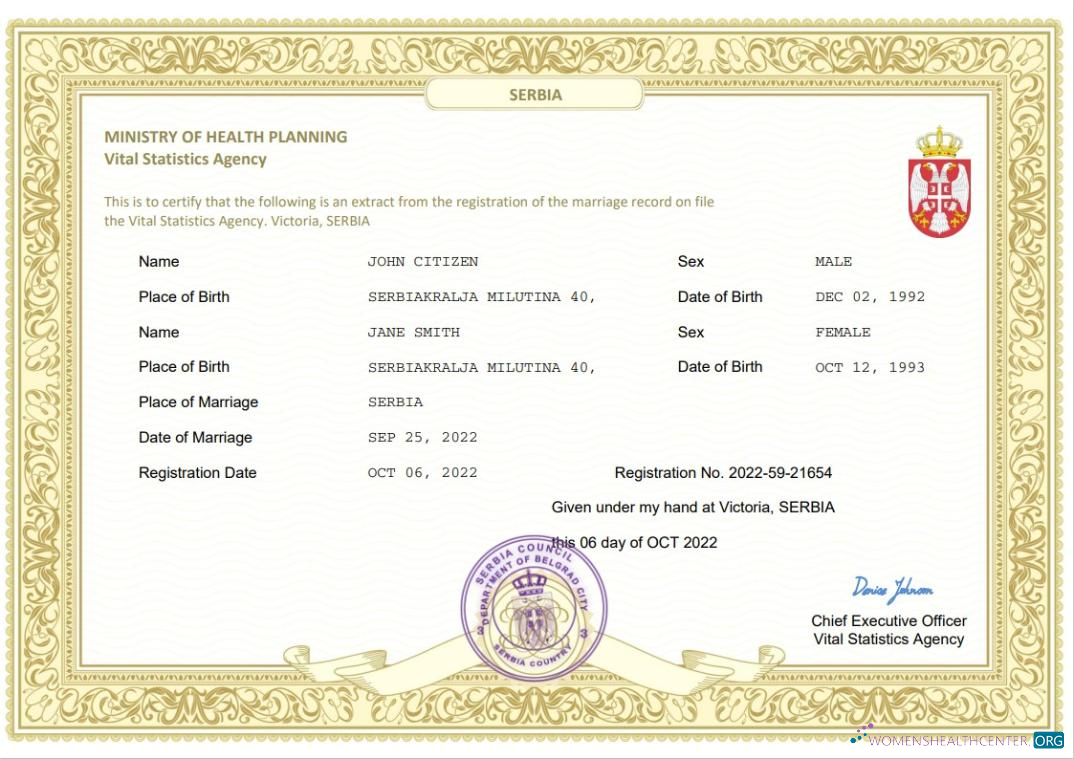 Реалистичный Скачать Сербия Marriage Certificate Word и PDF Шаблон Photoshop Шаблон