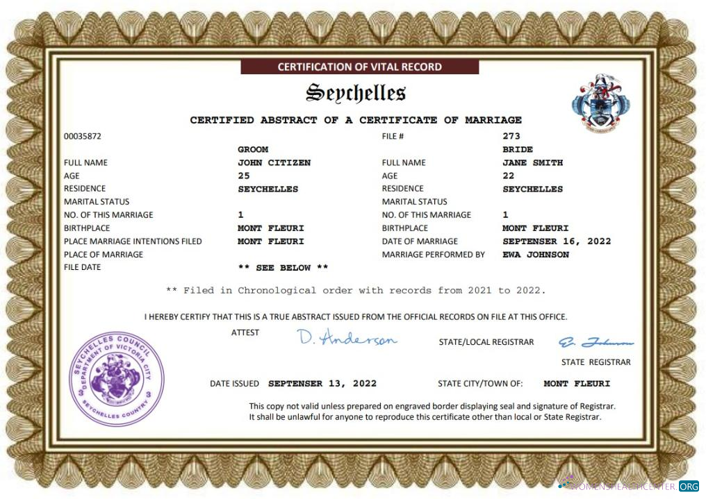 Реалистичный Скачать Сейшелы Marriage Certificate Word и PDF Шаблон Photoshop Шаблон