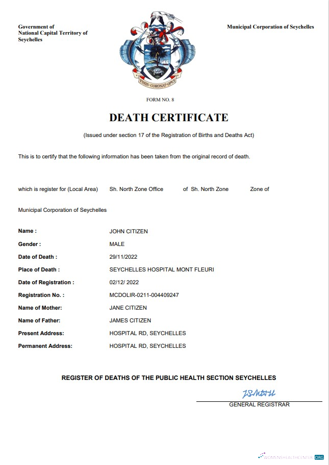 Профессиональный Скачать Сейшелы Vital Record Death Certificate Word и PDF Шаблон Photoshop Шаблон