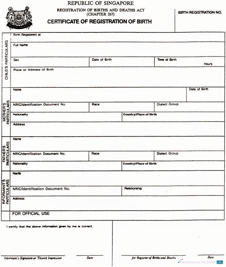 Качественный Скачать Сингапур Registration Births и Deaths Certificate Birth Photoshop Шаблон