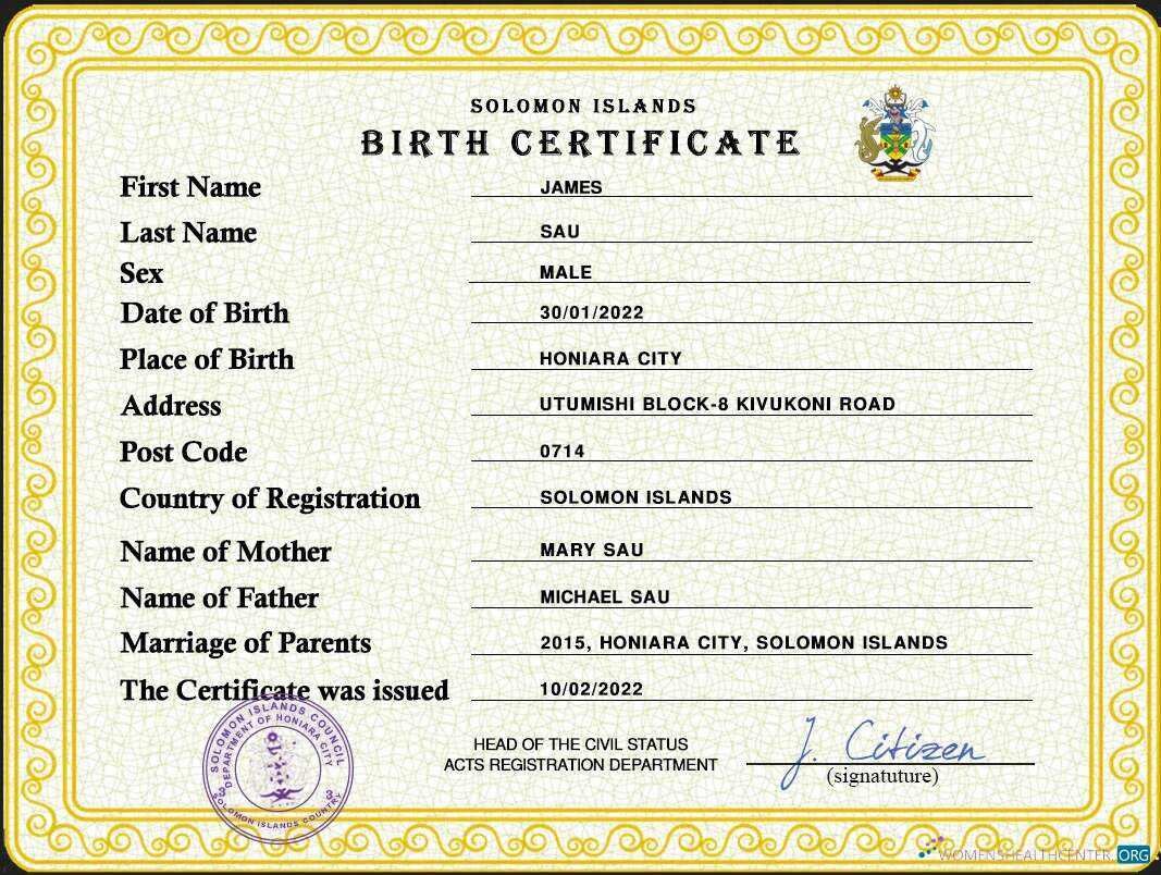 Качественный Скачать Solomon Vital Record Birth Certificate PSD Шаблон Photoshop Шаблон