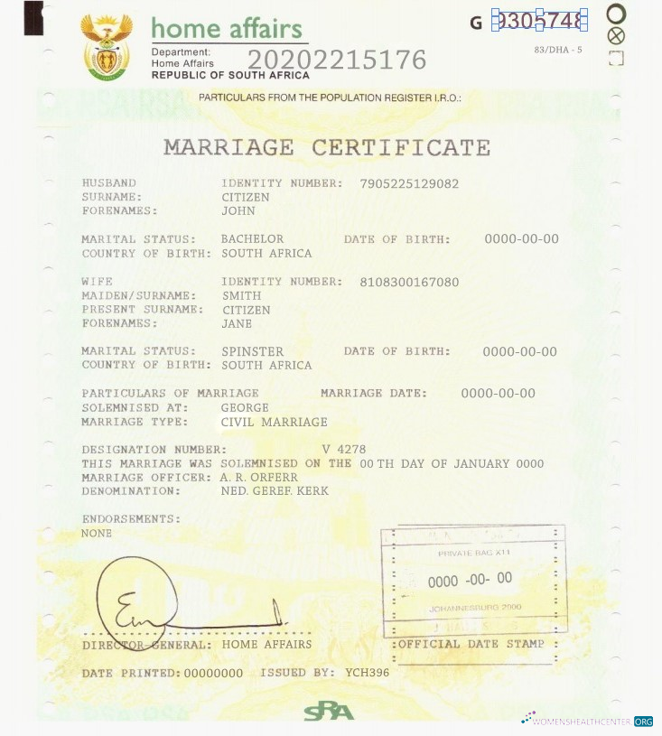 Профессиональный Скачать Южная Африка Marriage Certificate Шаблон в PSD Формат Photoshop Шаблон