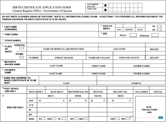 Премиум Скачать Южный America Government Гайана Birth Certificate Photoshop Шаблон