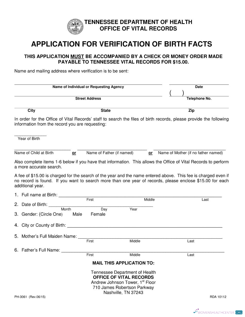 Реалистичный Скачать Tennessee Департамент Health Birth Certificate Photoshop Шаблон
