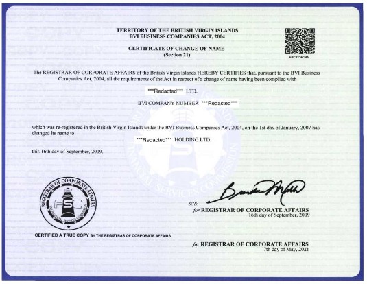 Качественный Скачать British Virgin Острова Registrar Корпоративный Affairs Name Change Certificate Photoshop Шаблон