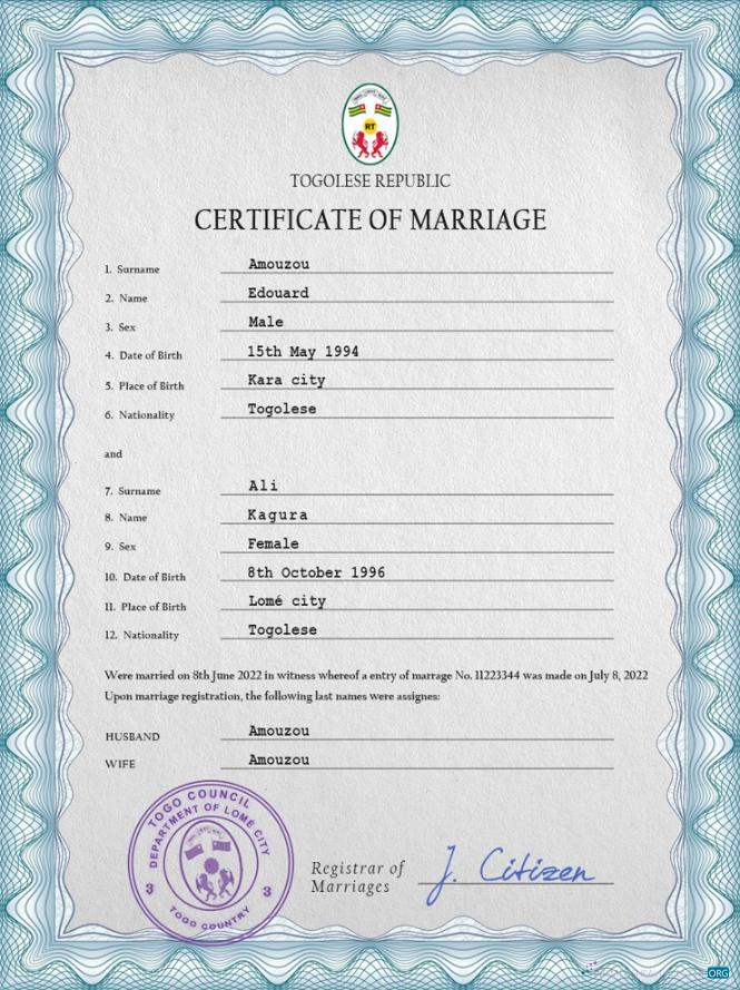 Качественный Скачать Того Marriage Certificate PSD Шаблон Photoshop Шаблон