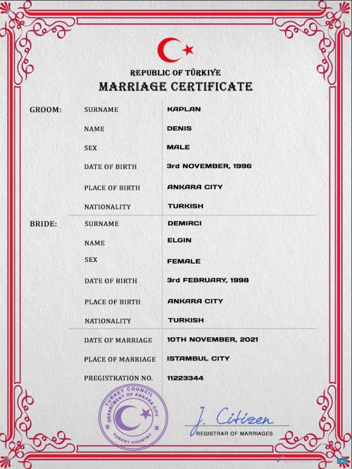 Премиум Скачать Турция Marriage Certificate PSD Шаблон Photoshop Шаблон