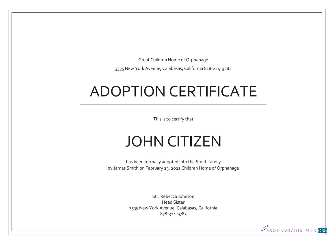 Профессиональный Скачать USA Adoption Certificate Photoshop Шаблон