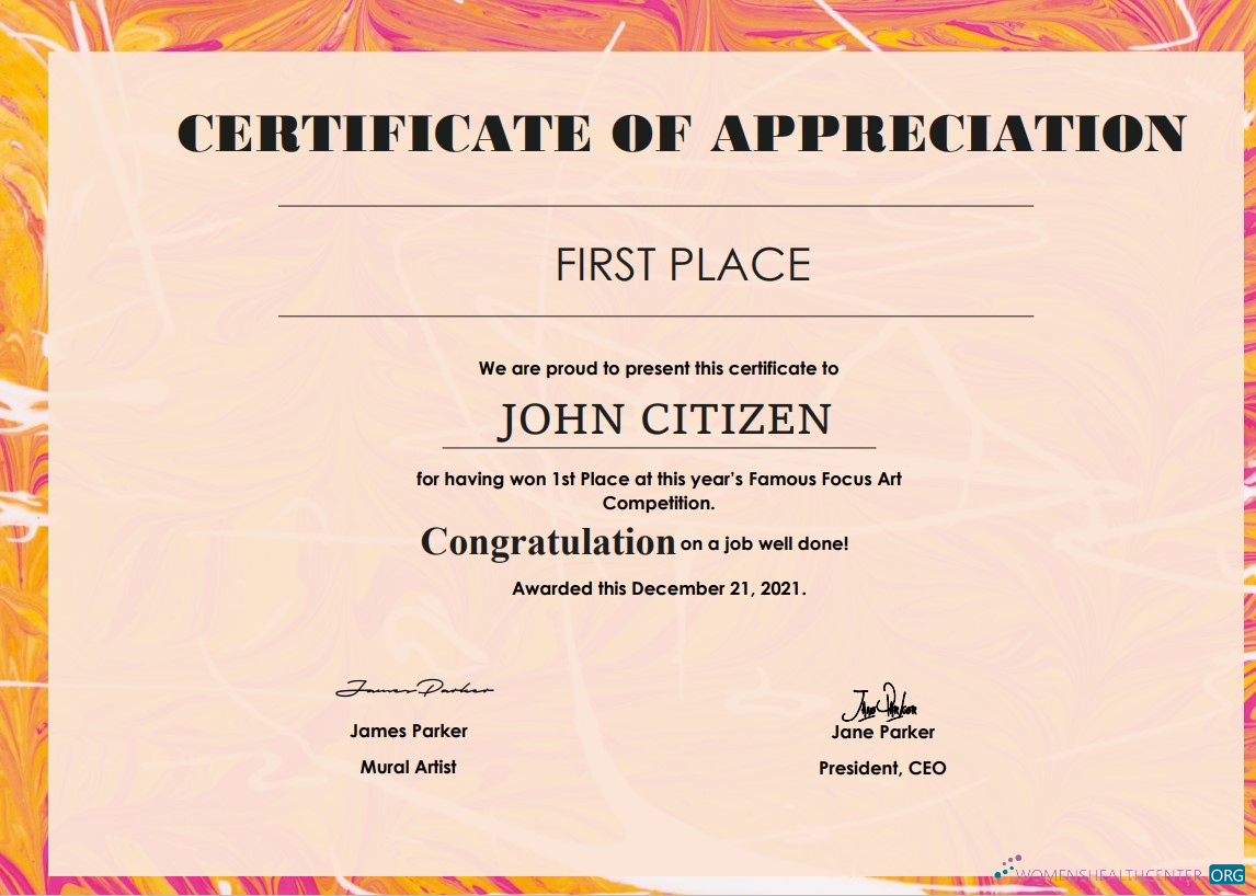 Профессиональный Скачать USA Art Certificate Шаблон в Word и PDF Формат Photoshop Шаблон