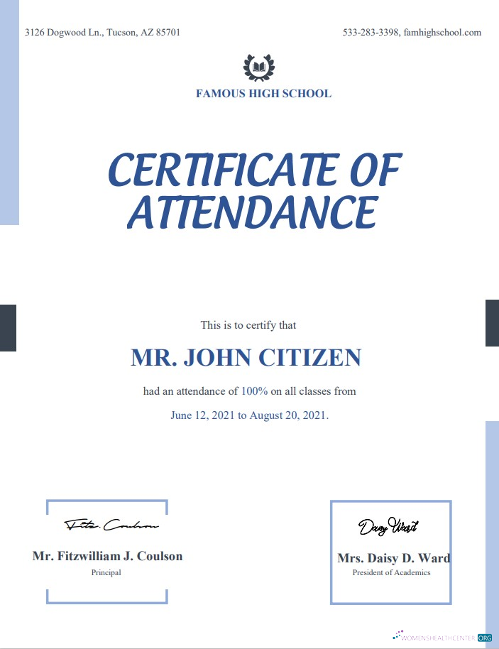Реалистичный Скачать USA Attendance Certificate Шаблон в Word и PDF Формат Photoshop Шаблон