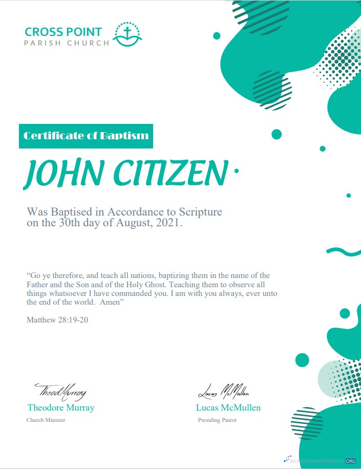 Премиум Скачать USA Baptism Certificate Шаблон в Word и PDF Формат, Версия 2 Photoshop Шаблон