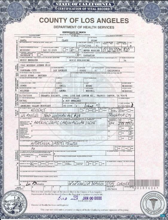 Профессиональный Скачать USA California Death Certificate Шаблон в PSD Формат Photoshop Шаблон