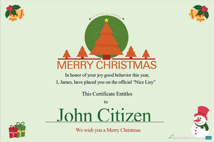 Редактируемый Скачать USA Christmas Gift Cert Photoshop Шаблон