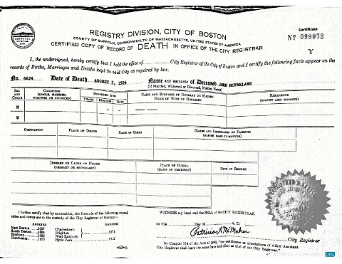 Качественный Скачать USA Коммонвелт Massachusetts Death Certificate Photoshop Шаблон