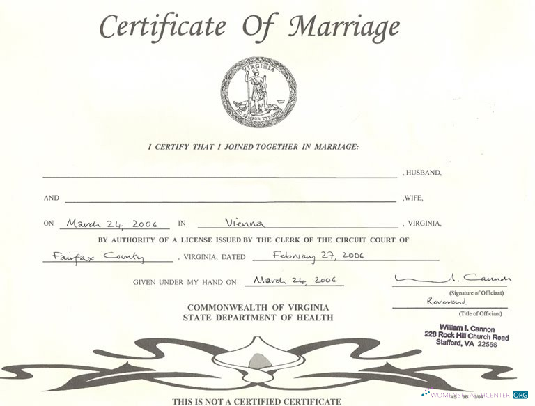 Качественный Скачать USA Коммонвелт Virginia Государственный Департамент Health Marriage Certificate Photoshop Шаблон