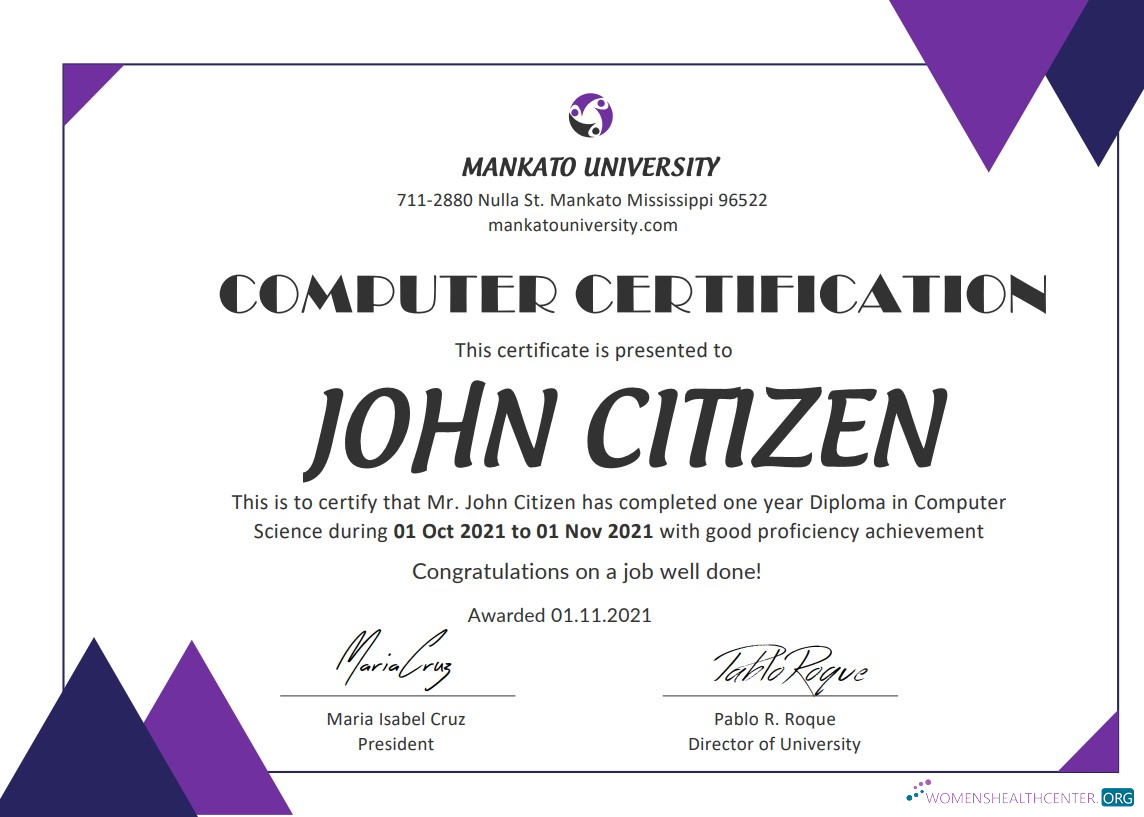 Премиум Скачать USA Computer Diploma Certificate Шаблон в Word и PDF Формат Photoshop Шаблон