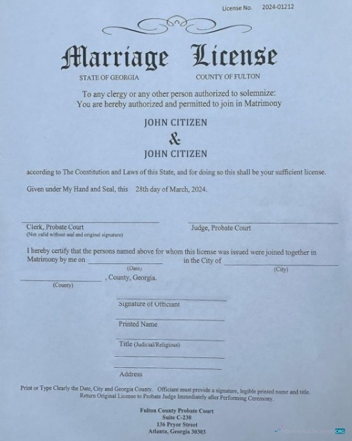 Реалистичный Скачать USA Каунти Fulton Marriage Certificate Photoshop Шаблон