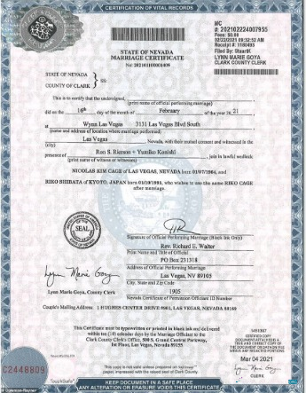 Профессиональный Скачать USA Каунти Clark Marriage Certificate Photoshop Шаблон