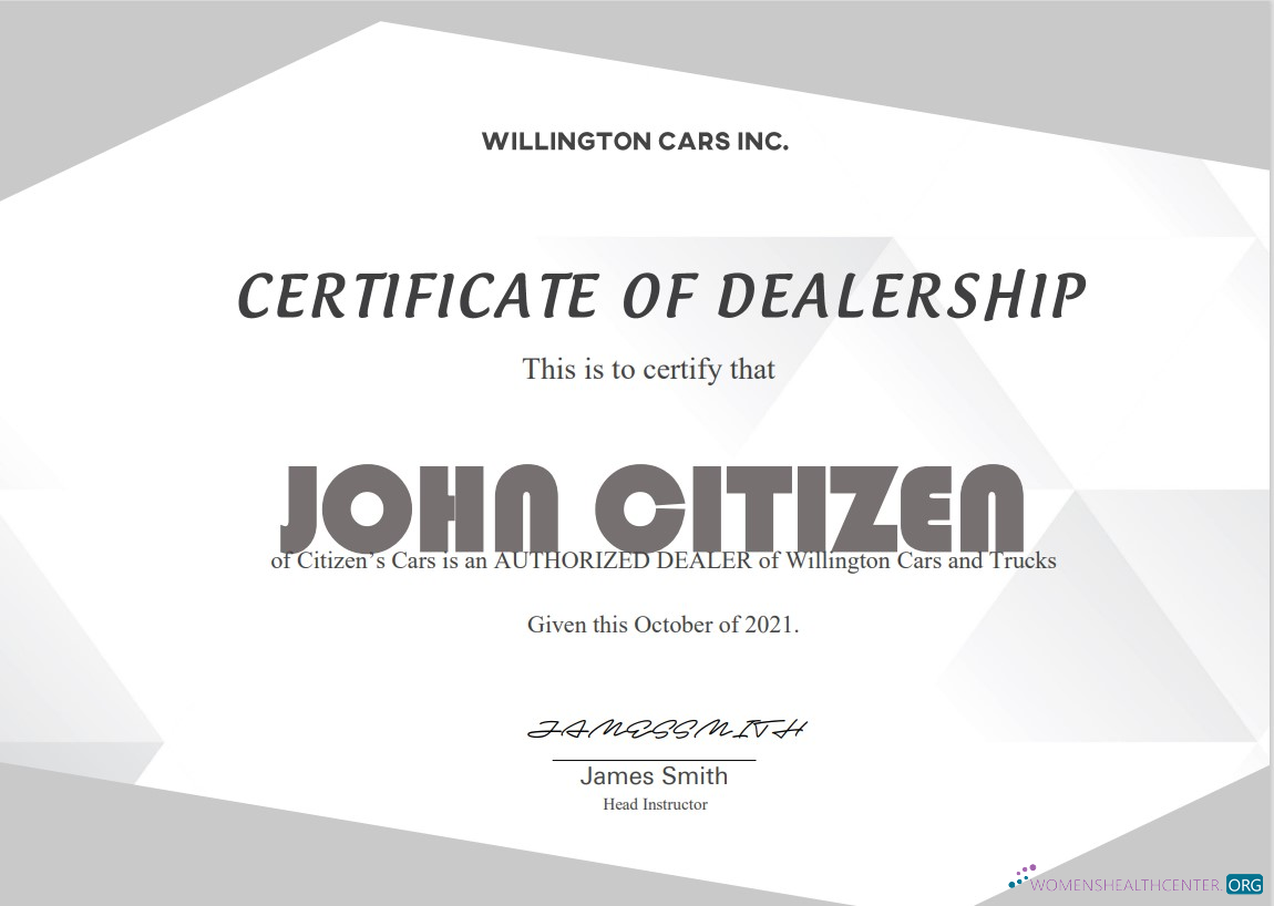 Премиум Скачать USA Dealership Completion Cert Photoshop Шаблон